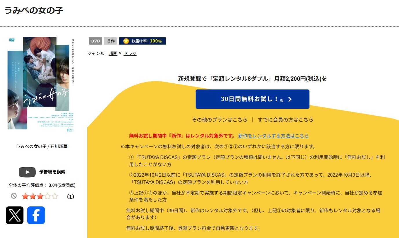 TSUTAYA DISCASのうみべの女の子