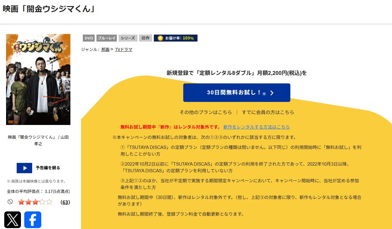 TSUTAYA DISCASの劇場版 闇金ウシジマくんPart1