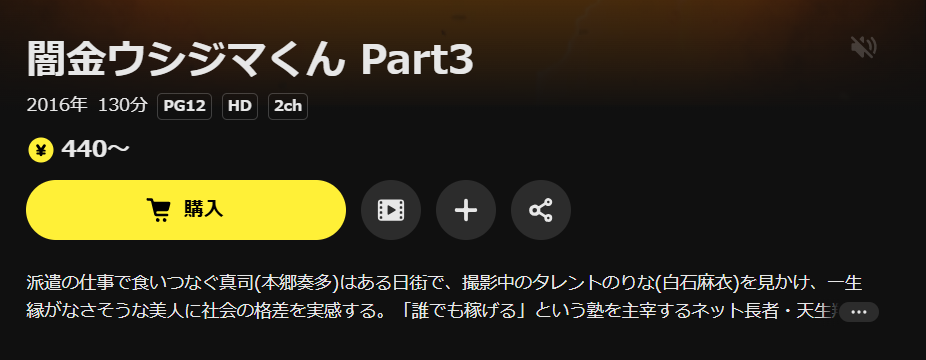 DMM TVの劇場版 闇金ウシジマくんPart3配信画像