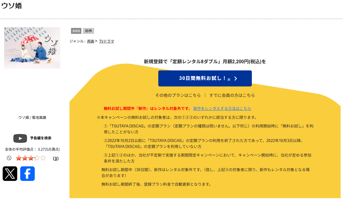 TSUTAYA DISCASのウソ婚
