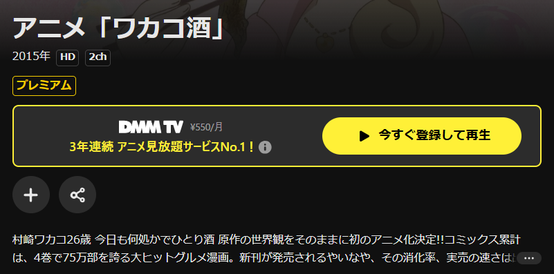 DMM TVのワカコ酒配信画像