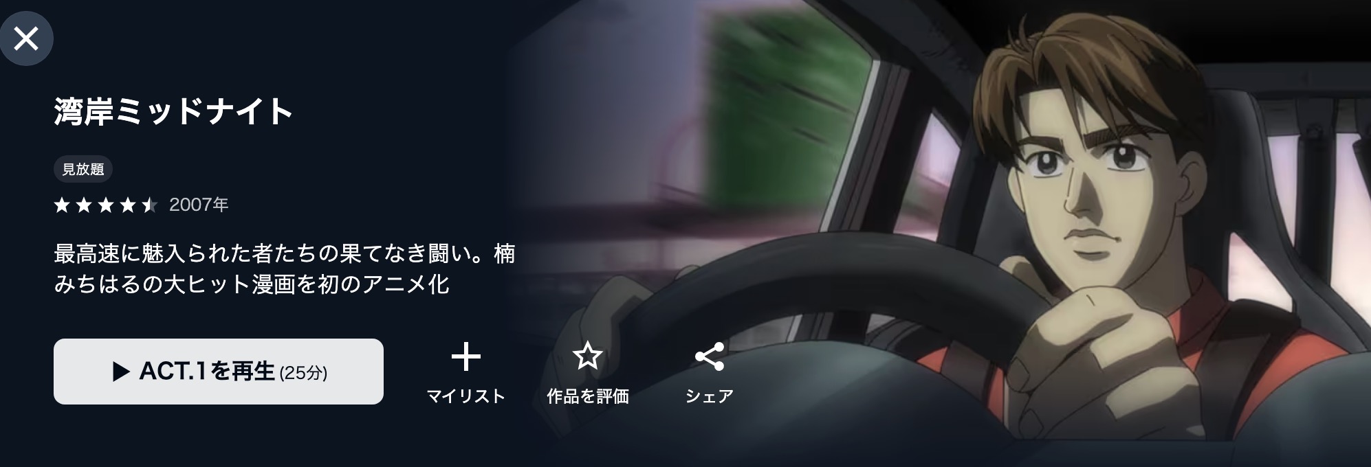 U-NEXTの湾岸ミッドナイト配信画像