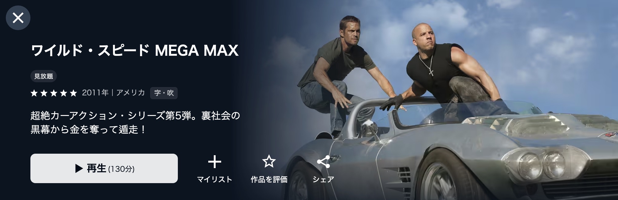 U-NEXTのワイルド・スピード MEGA MAX配信画像