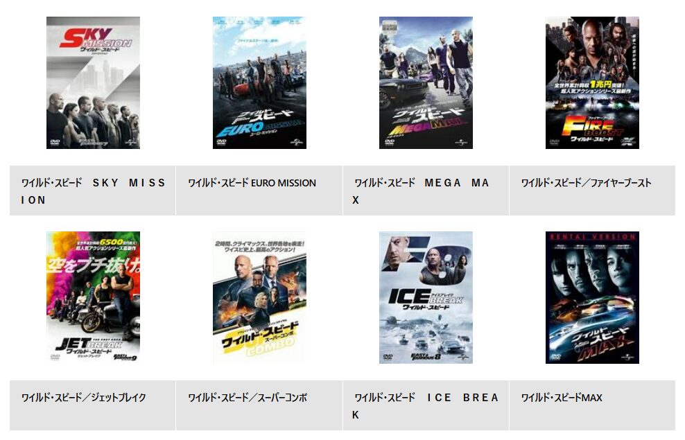 TSUTAYA DISCASのワイルド・スピード