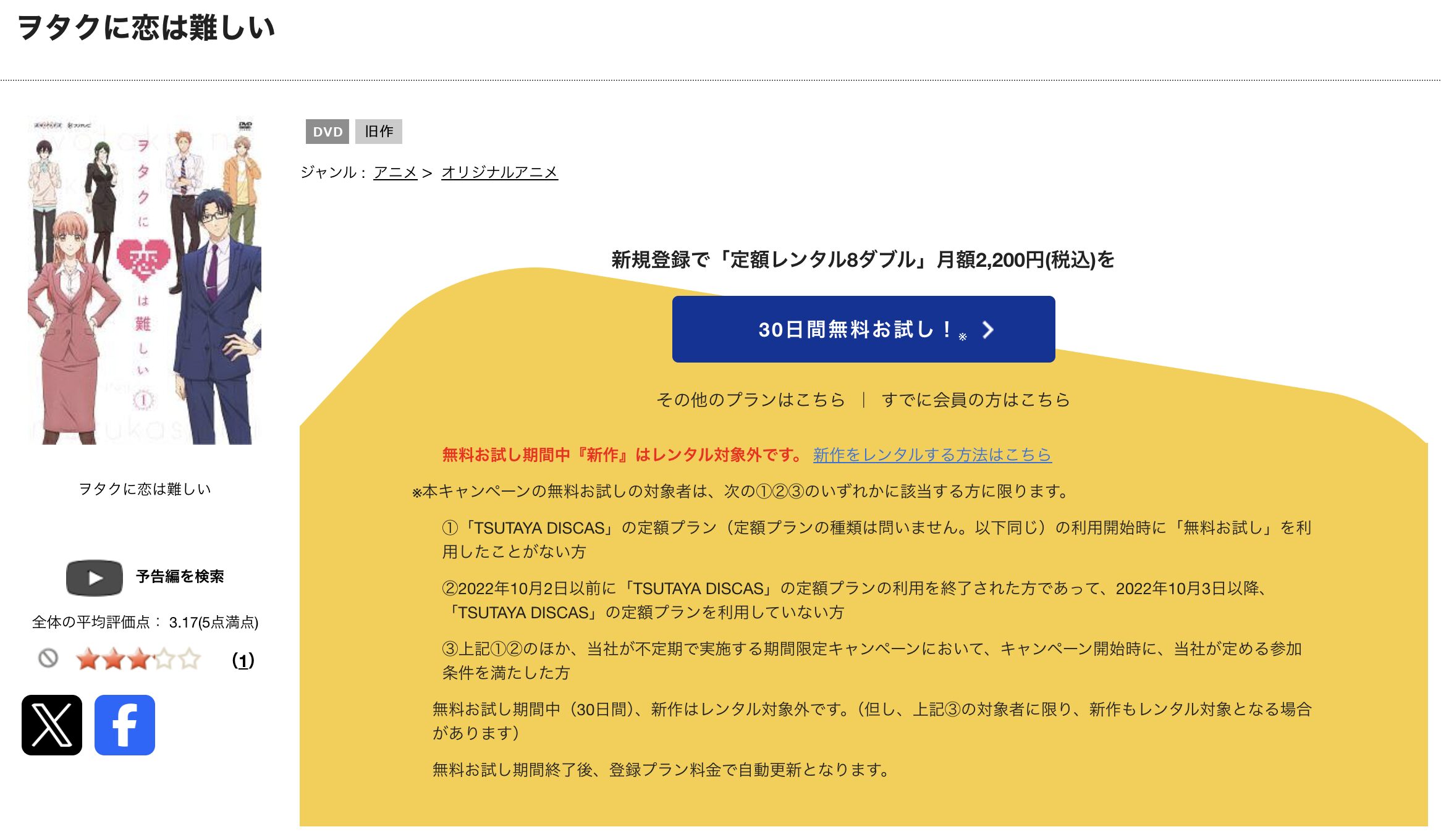 TSUTAYA DISCASのヲタクに恋は難しい