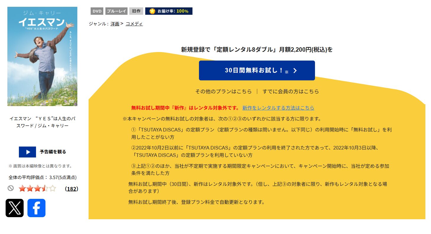 TSUTAYA DISCASのイエスマン “YES”は人生のパスワード