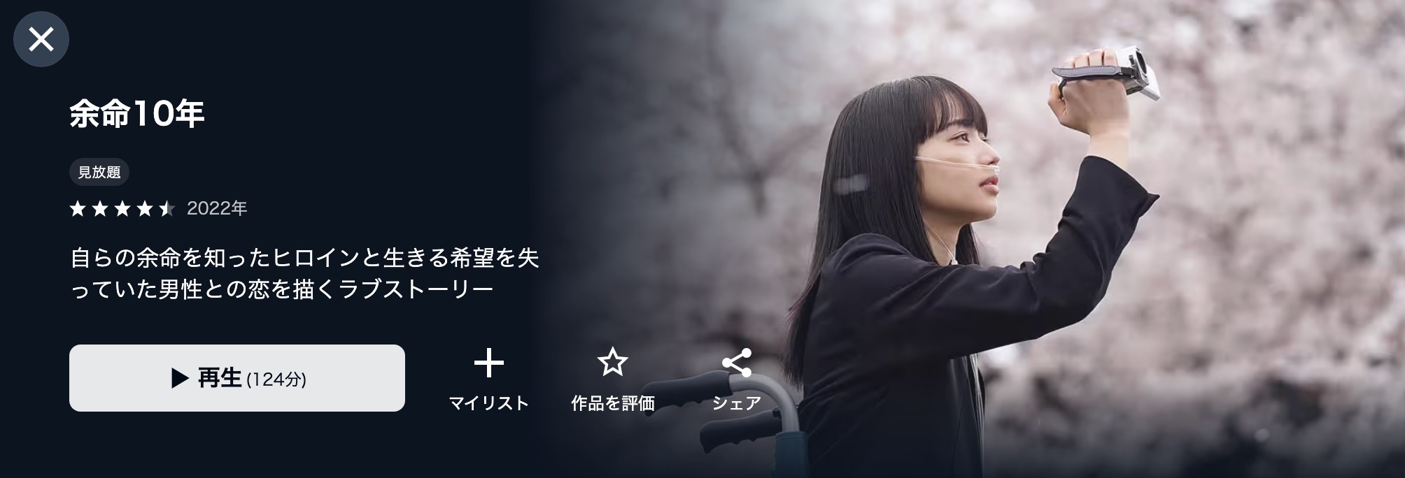 U-NEXTの余命10年配信画像