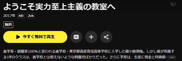 DMM TVのようこそ実力至上主義の教室へ(1期)配信画像