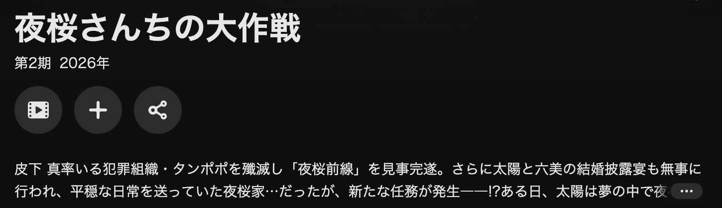 U-NEXTの夜桜さんちの大作戦 第2期配信画像