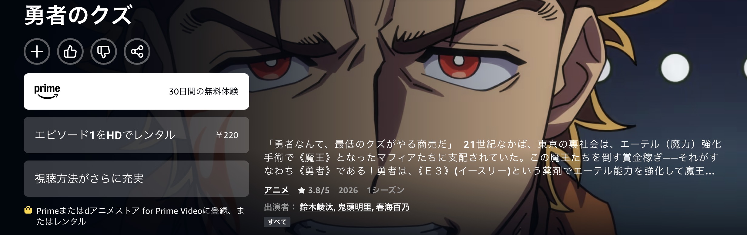 Amazonプライムの勇者のクズ配信画像