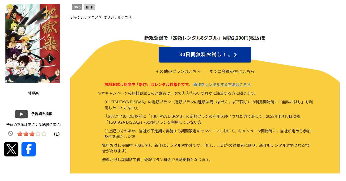 TSUTAYA DISCASの地獄楽