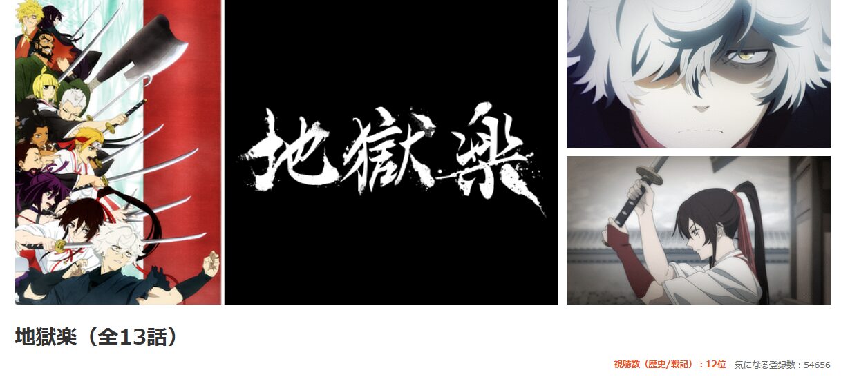 dアニメストアの地獄楽配信画像