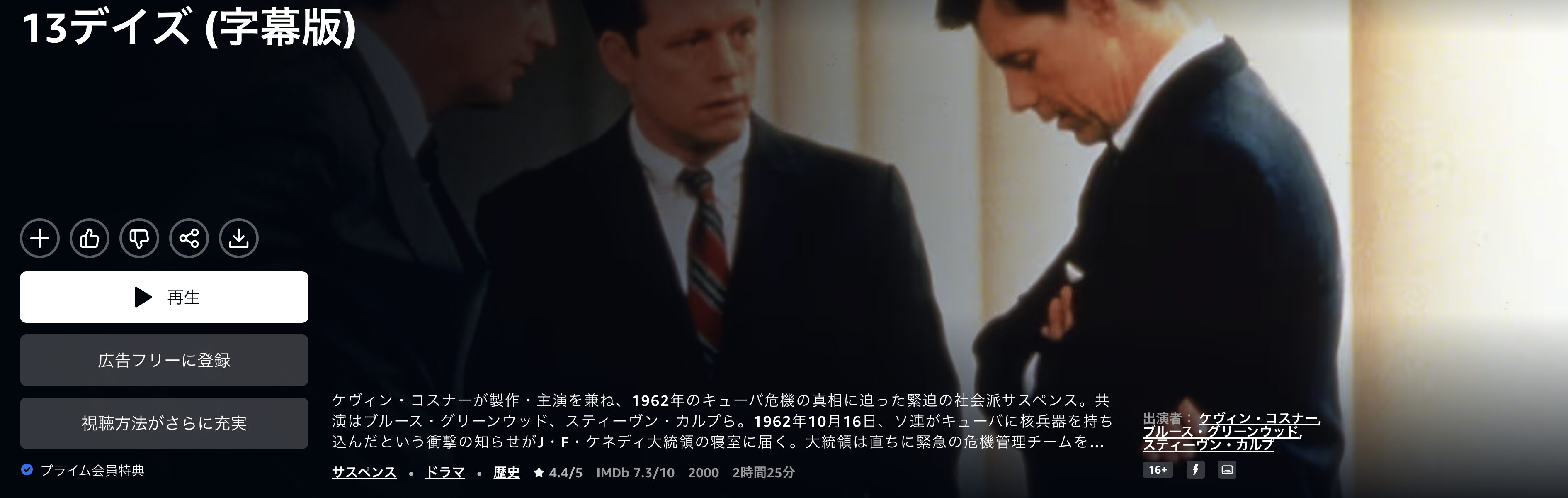 Amazonプライムの13デイズ配信画像