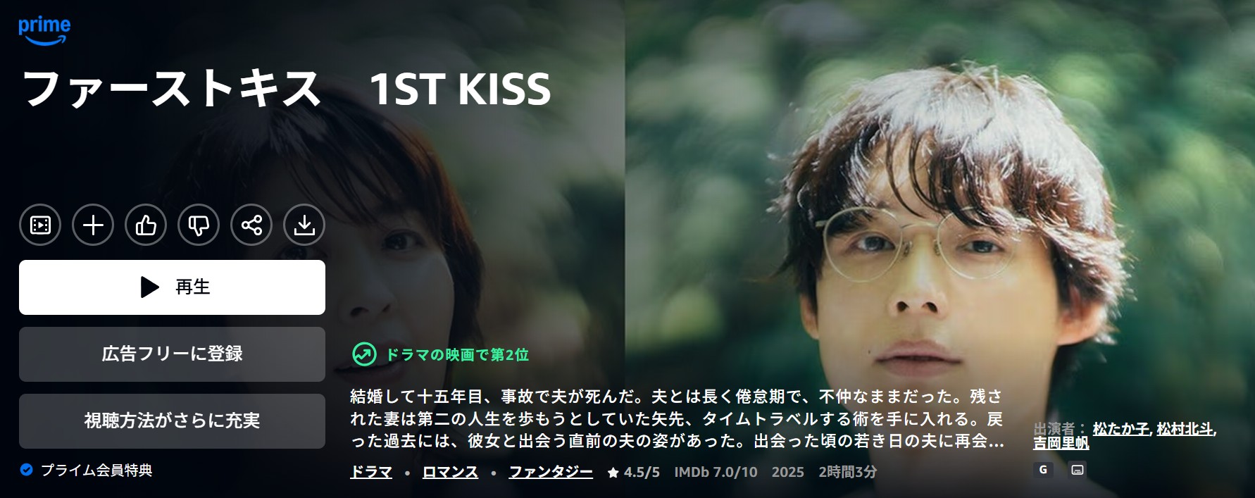 Amazonプライムのファーストキス 1ST KISS配信画像