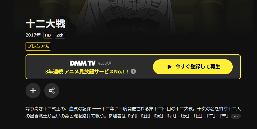 DMM TVの十二大戦配信画像