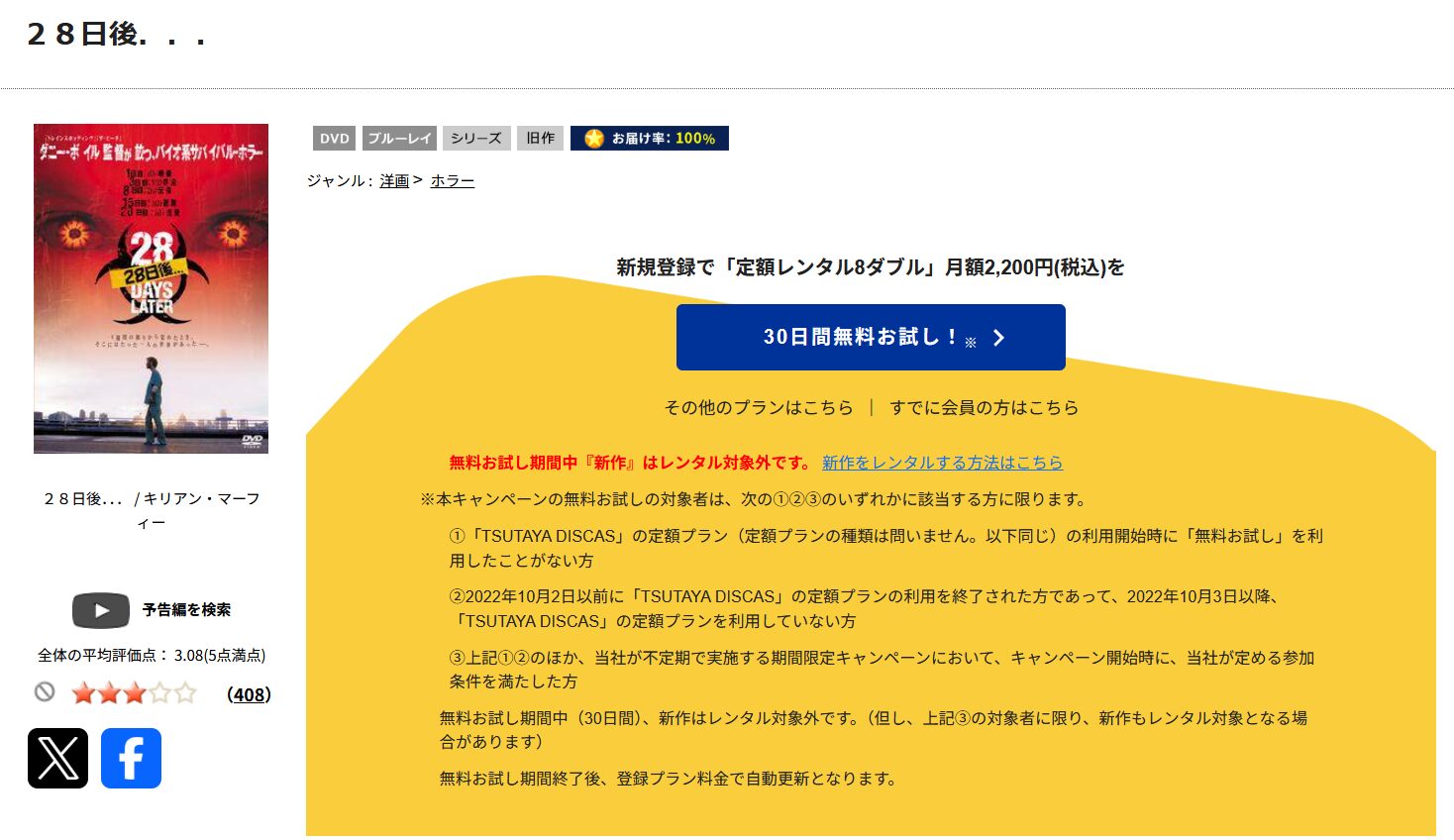 TSUTAYA DISCASの28日後…