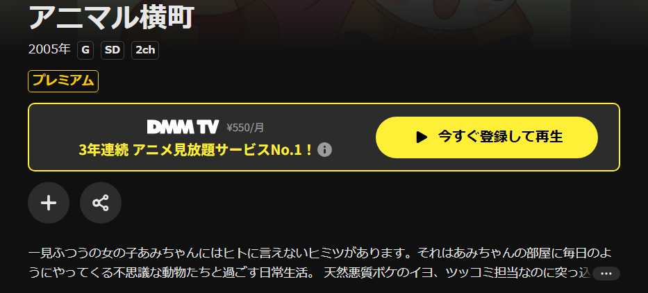 DMM TVのアニマル横町配信画像