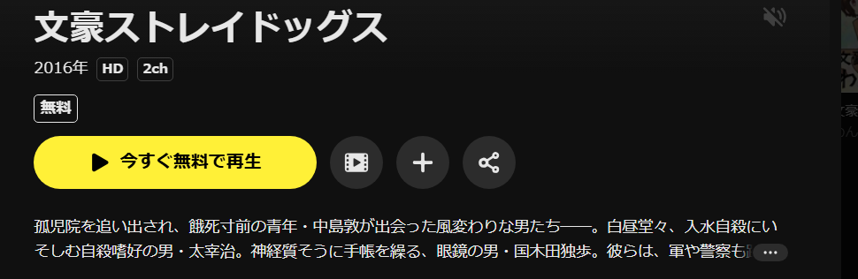 DMM TVの文豪ストレイドッグス（1期）配信画像