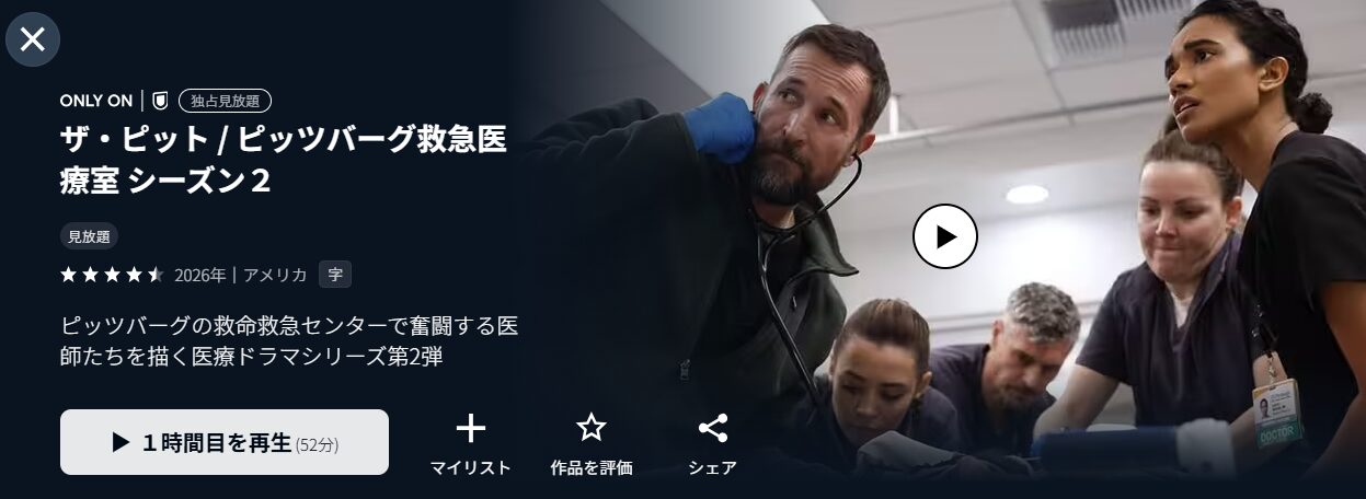 U-NEXTのザ・ピット / ピッツバーグ救急医療室 シーズン２配信画像