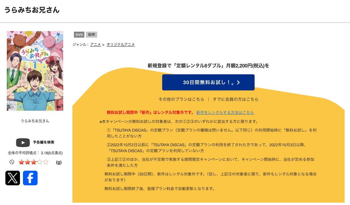 TSUTAYA DISCASのうらみちお兄さん