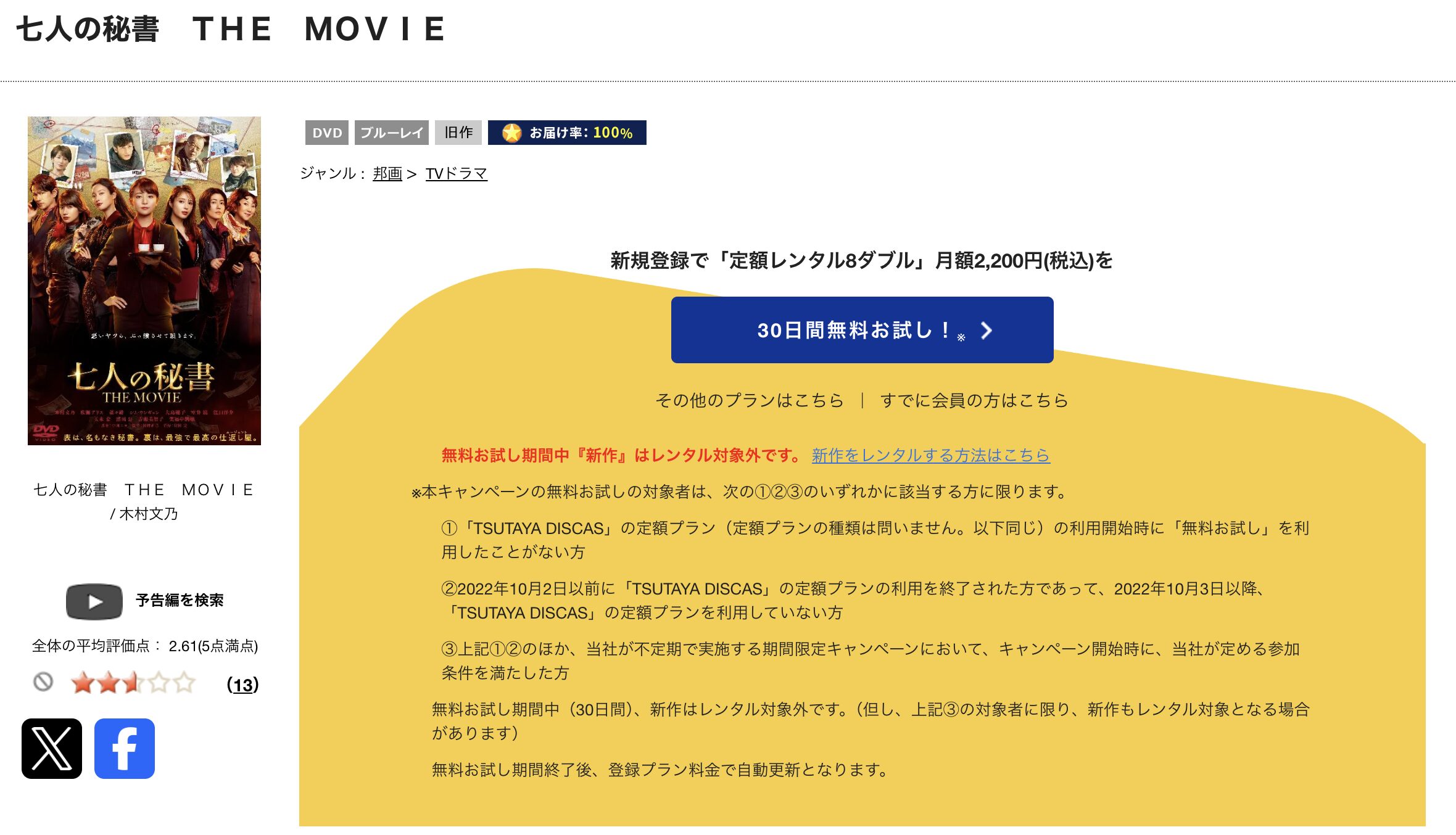 TSUTAYA DISCASの七人の秘書 ＴＨＥ ＭＯＶＩＥ