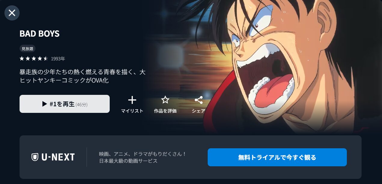 U-NEXTのBAD BOYS配信画像