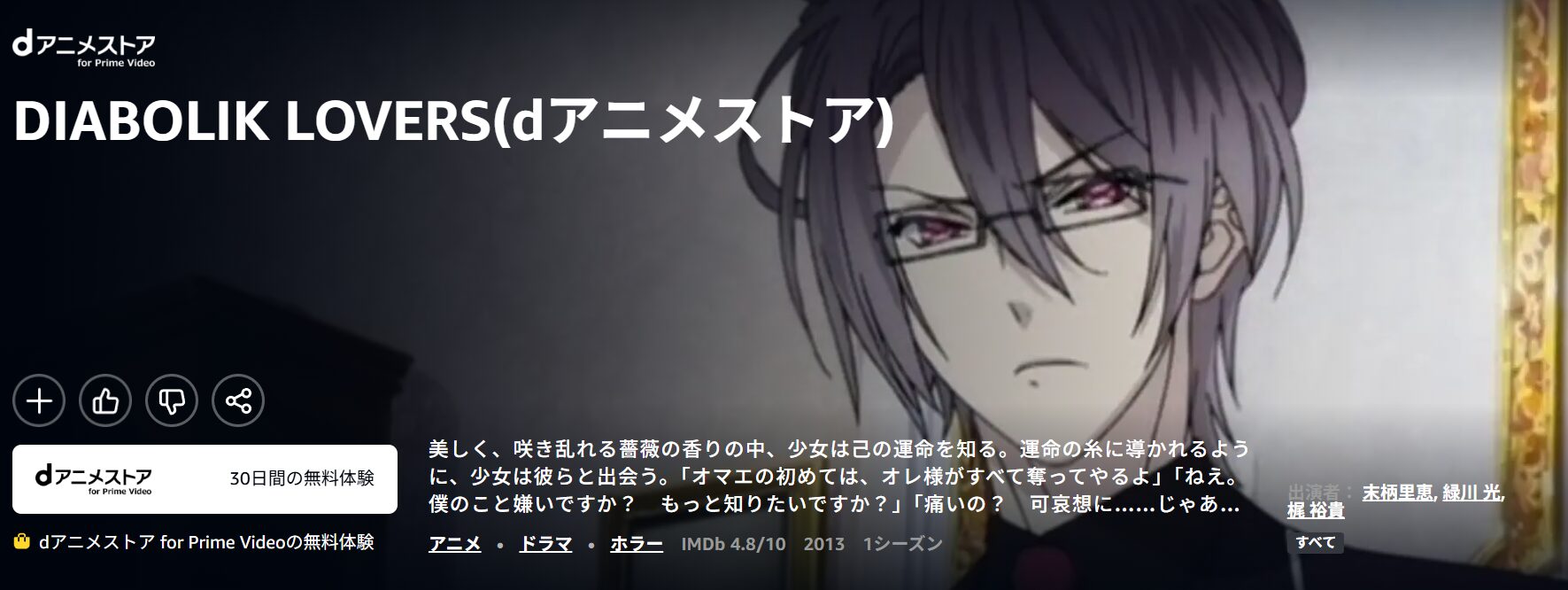 AmazonプライムのDIABOLIK LOVERS配信画像