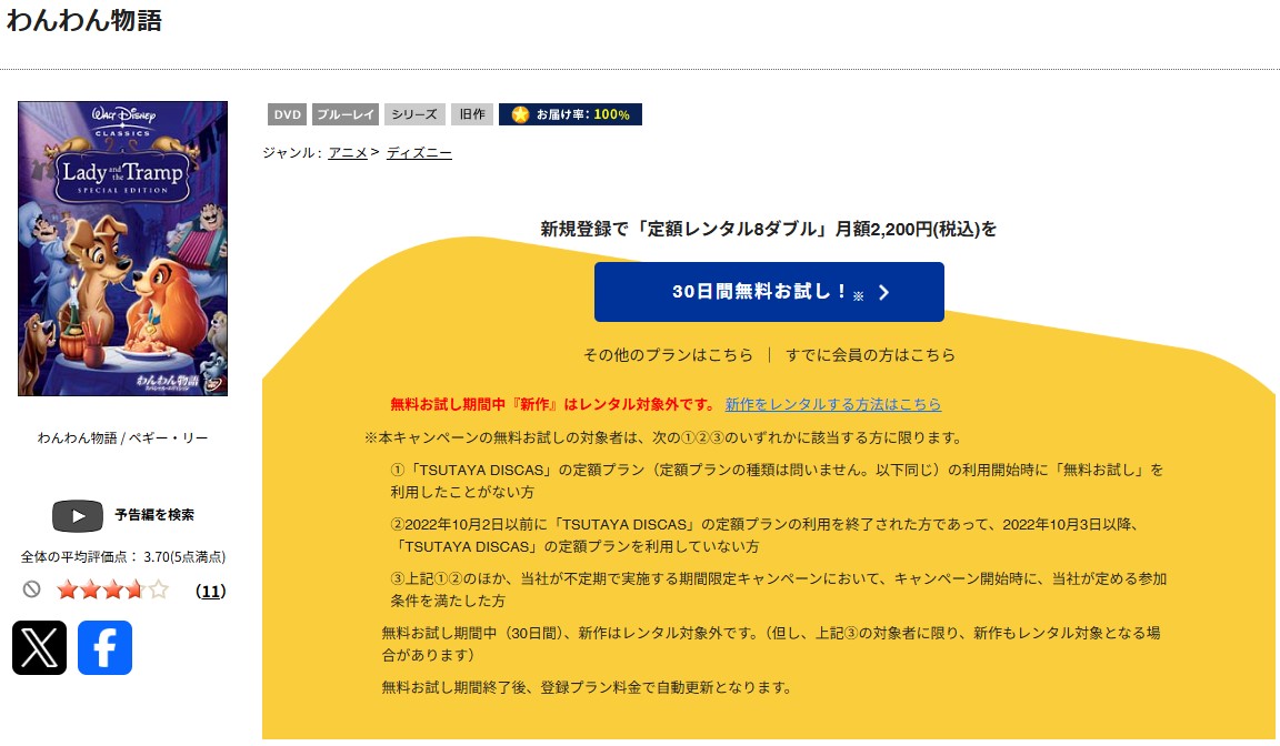 TSUTAYA DISCASのわんわん物語