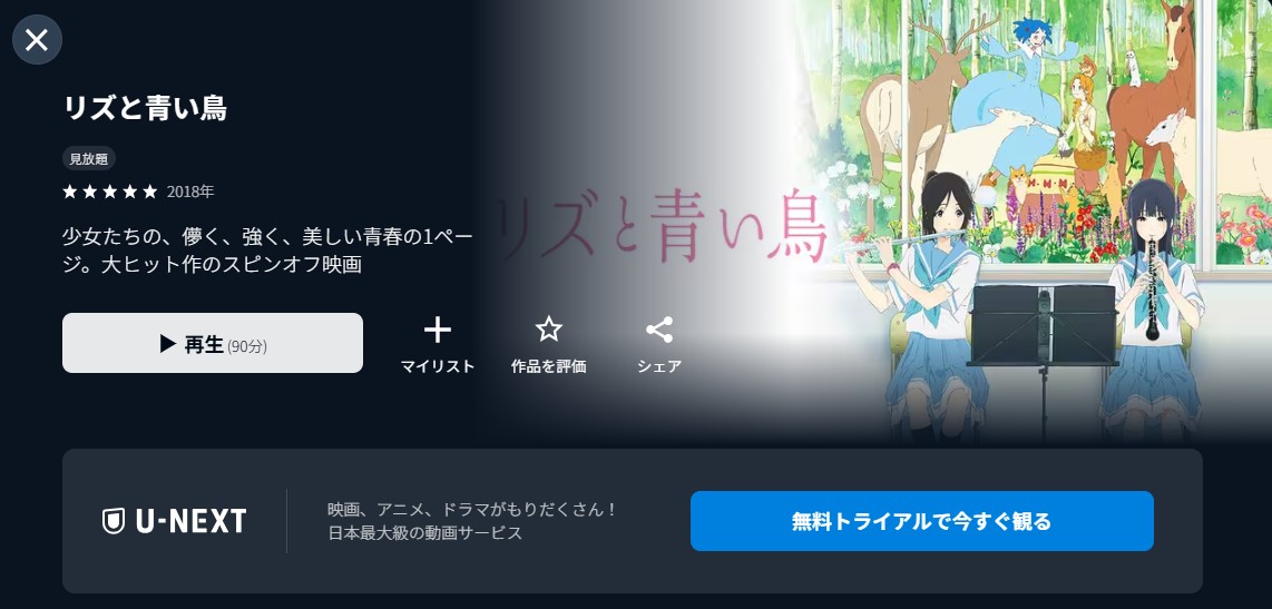 U-NEXTのリズと青い鳥配信画像