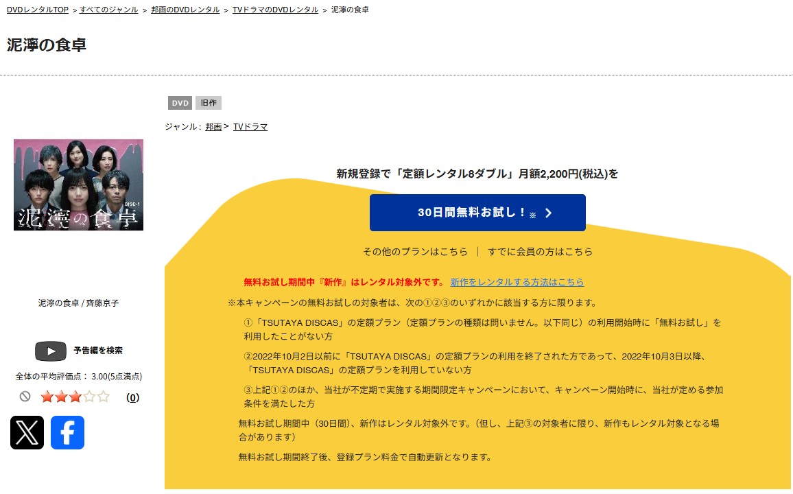 TSUTAYA DISCASの泥濘(ぬかるみ)の食卓