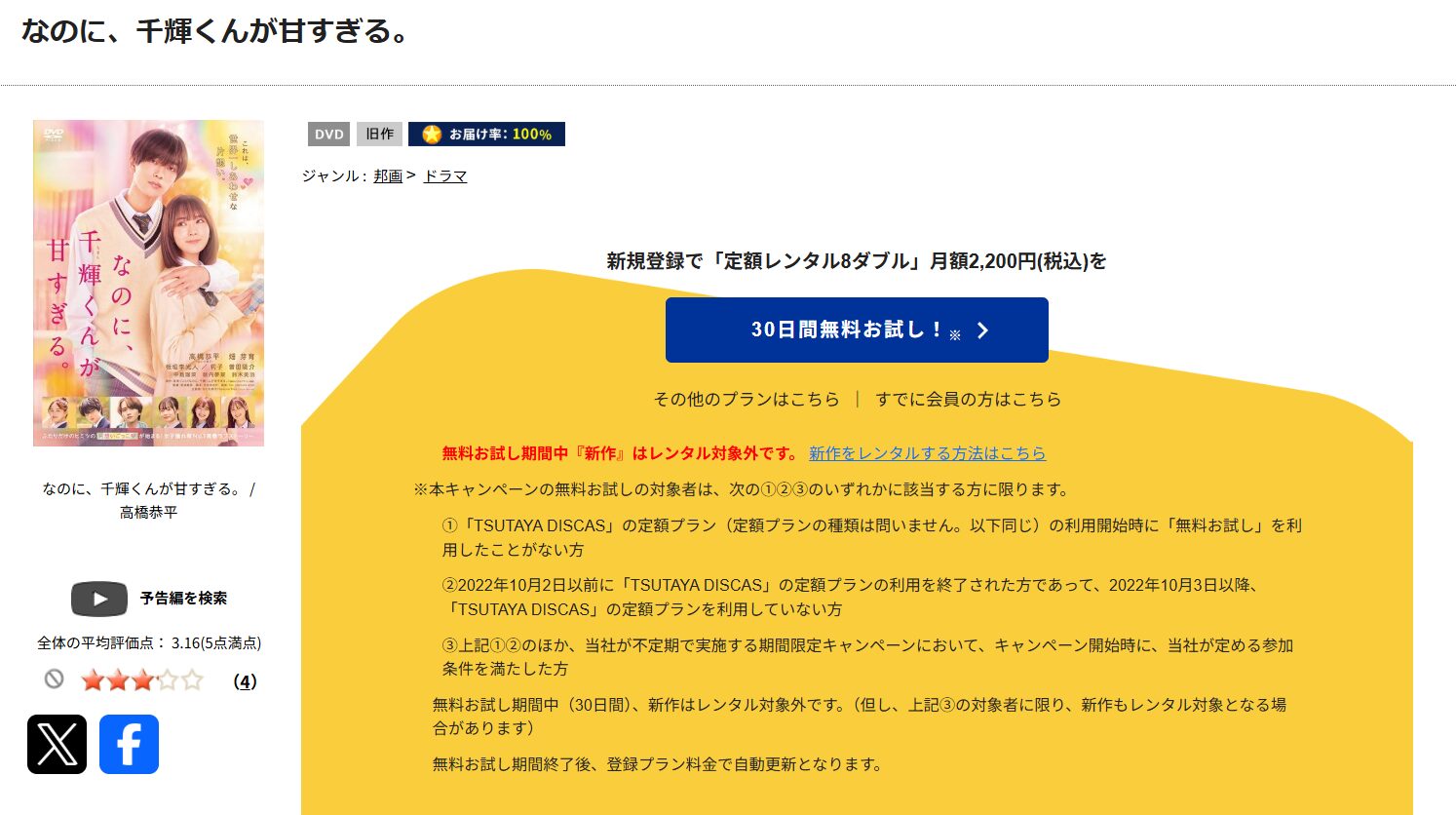 TSUTAYA DISCASのなのに、千輝くんが甘すぎる。