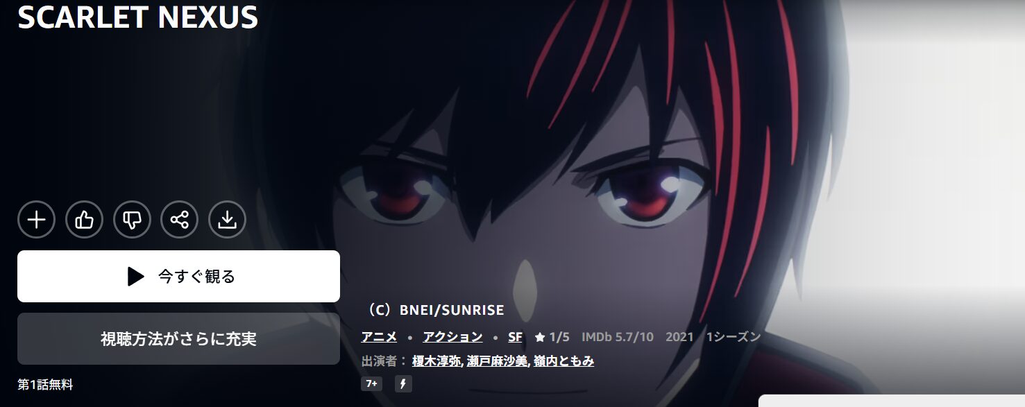 AmazonプライムのSCARLET NEXUS配信画像