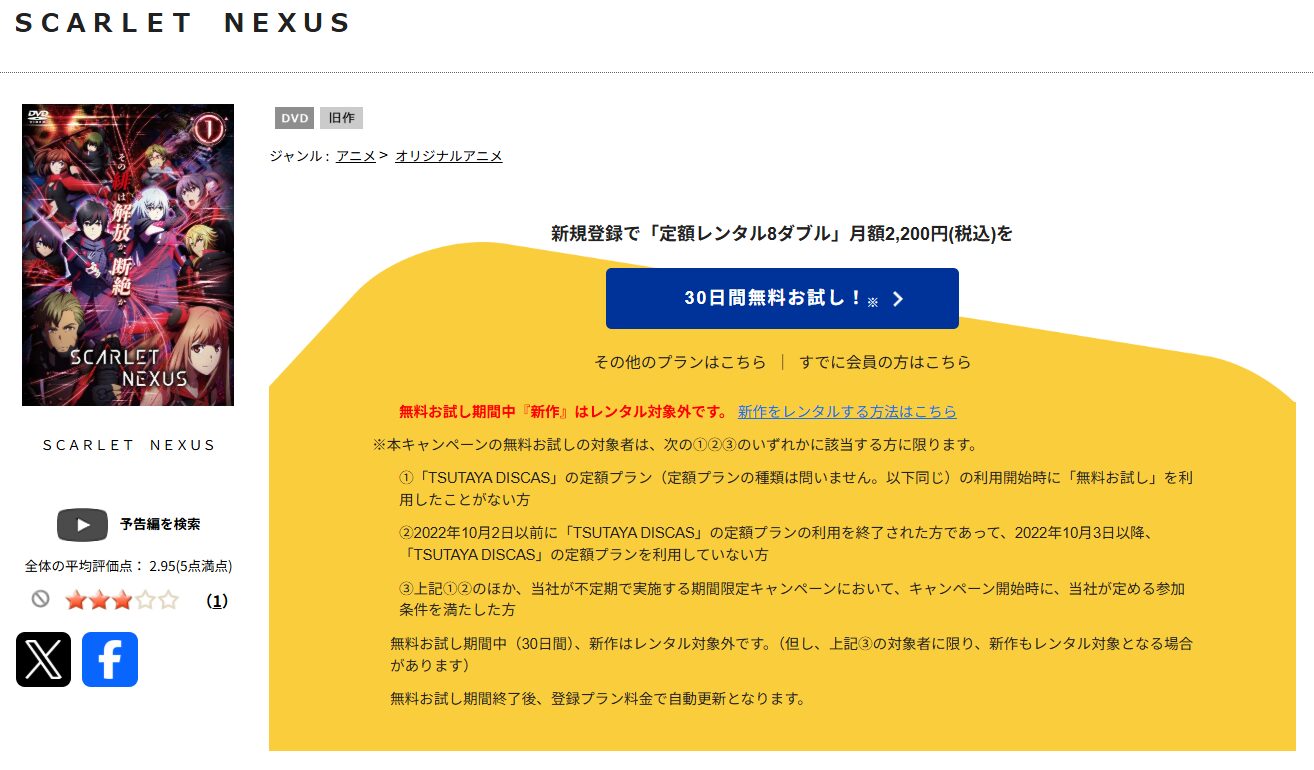 TSUTAYA DISCASのSCARLET NEXUS
