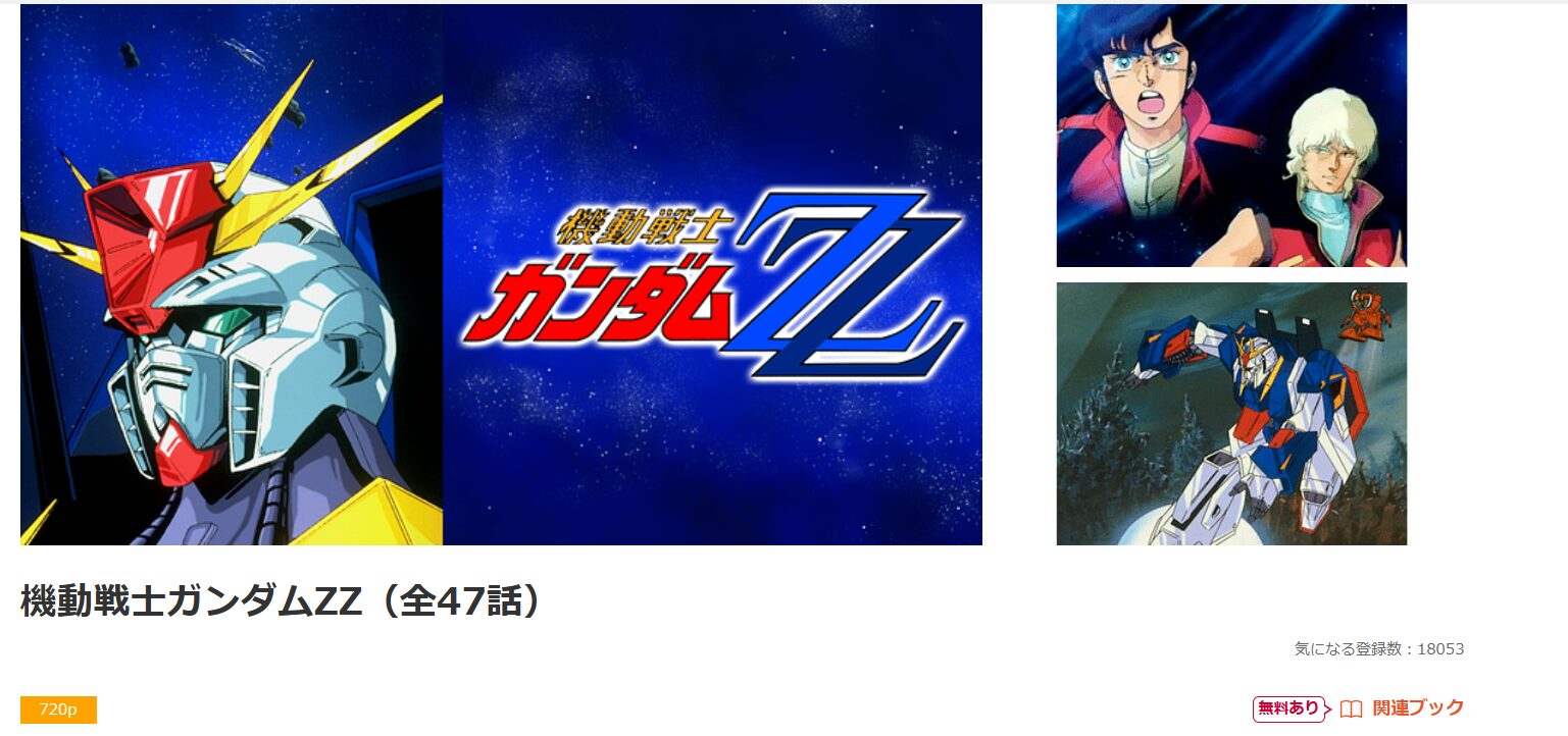 dアニメストアの機動戦士ガンダムZZ配信画像