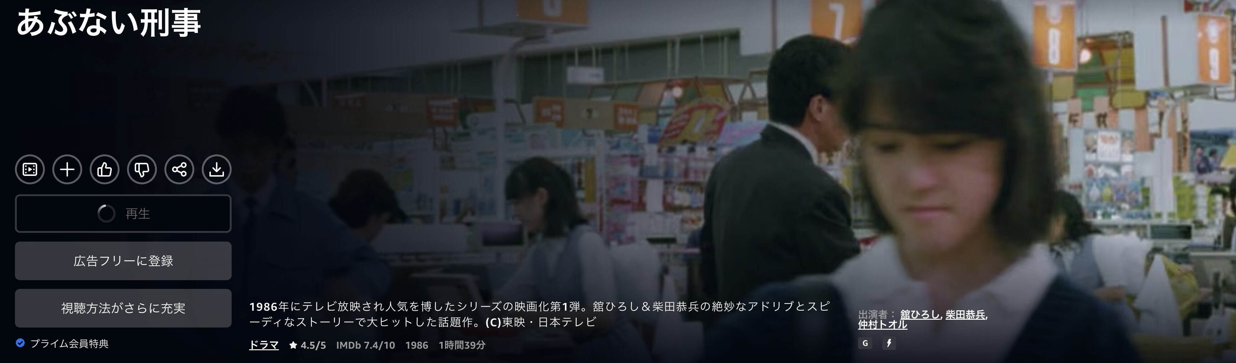 Amazonプライムのあぶない刑事配信画像