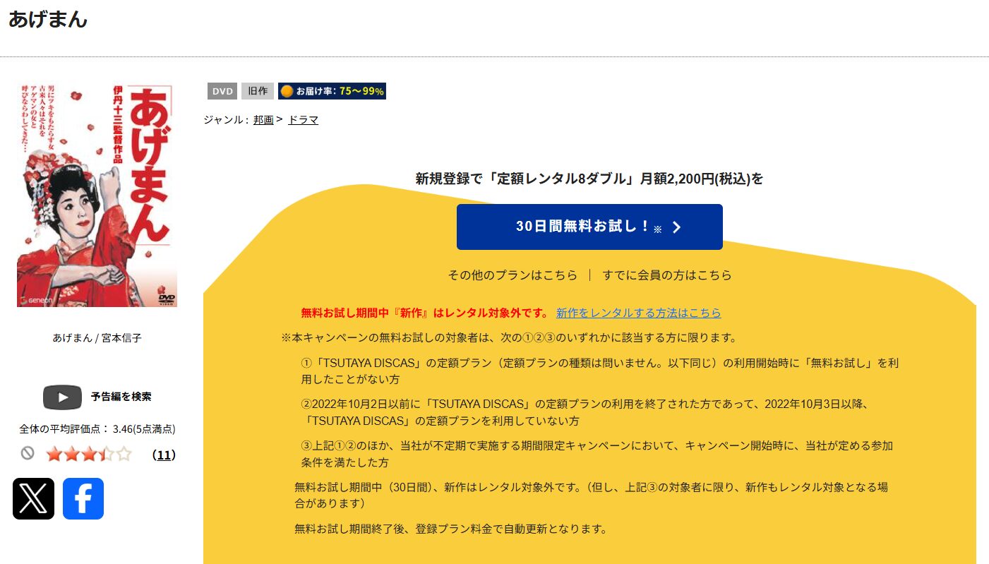 TSUTAYA DISCASのあげまん