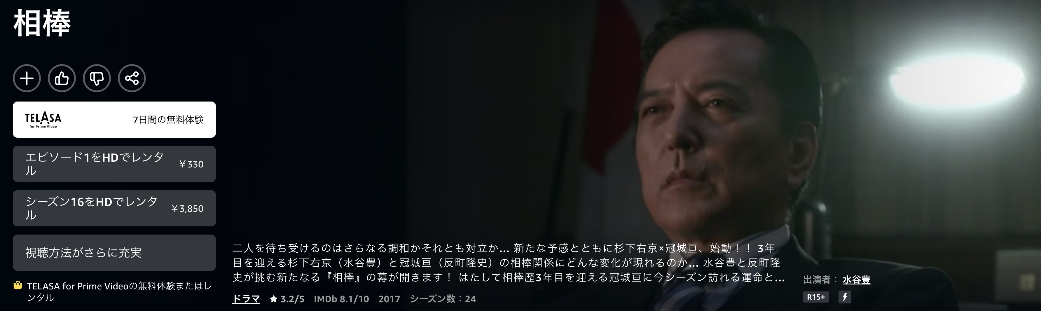 Amazonプライムの相棒 season16配信画像