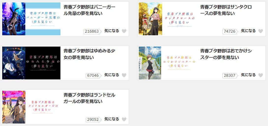 dアニメストアの青春ブタ野郎配信画像