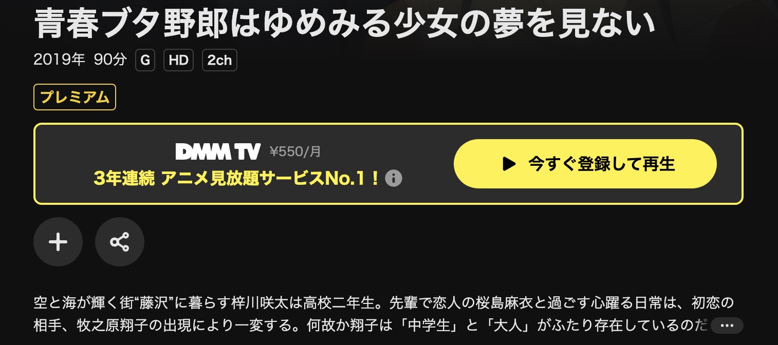 DMM TVの青春ブタ野郎はゆめみる少女の夢を見ない配信画像