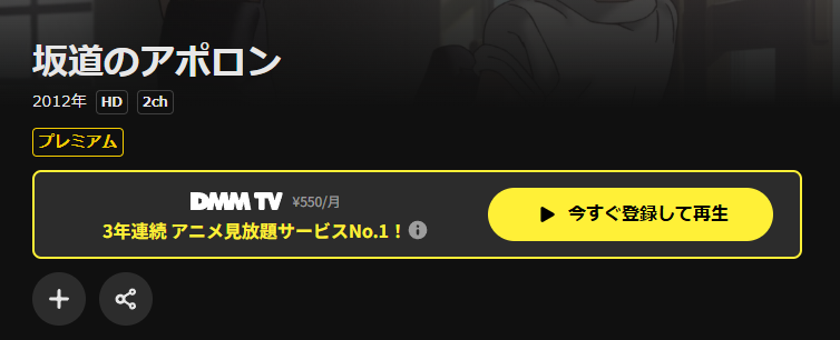 DMM TVの坂道のアポロン配信画像