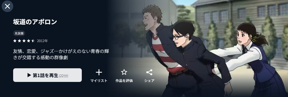 U-NEXTの坂道のアポロン配信画像