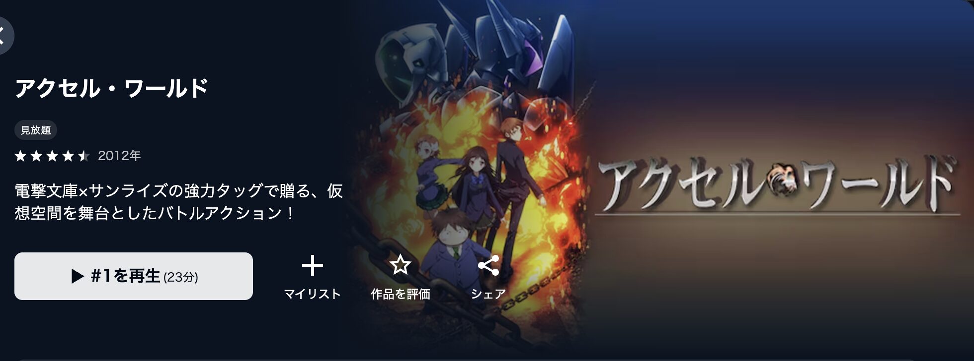 U-NEXTのアクセル・ワールド配信画像