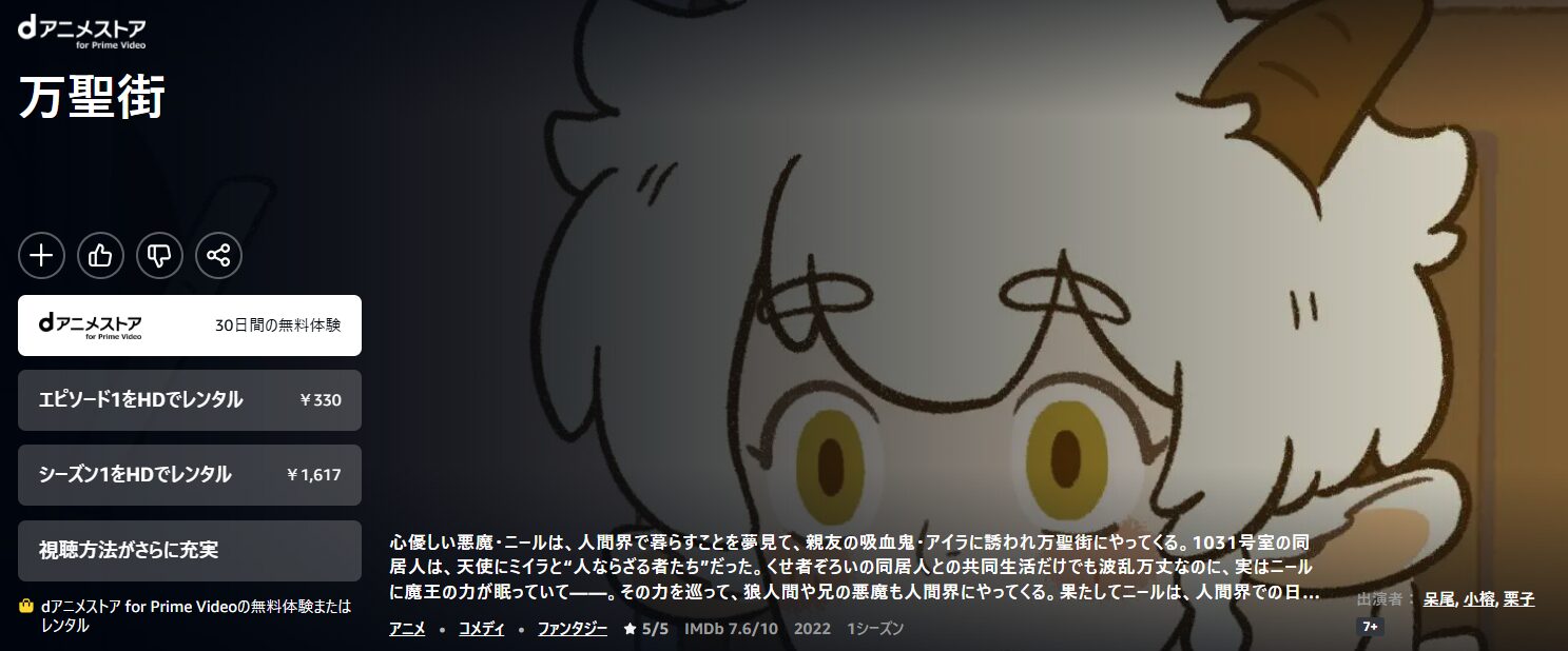 Amazonプライムの万聖街配信画像