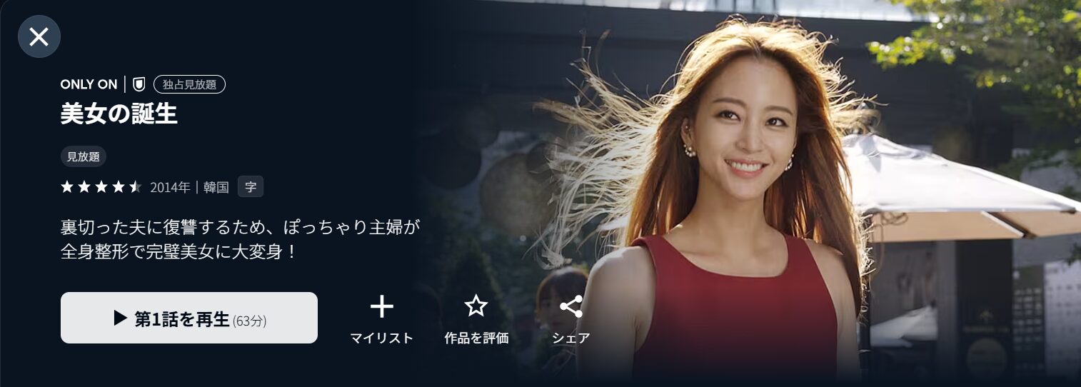 U-NEXTの美女の誕生配信画像