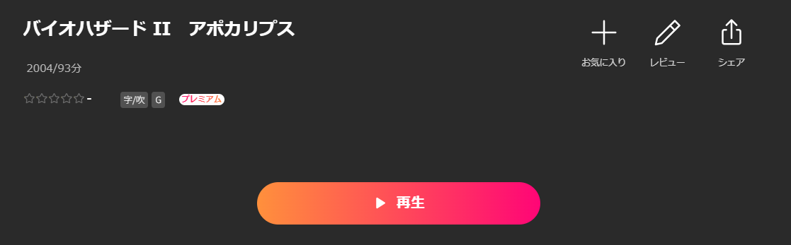 LeminoのバイオハザードII　アポカリプス配信画像