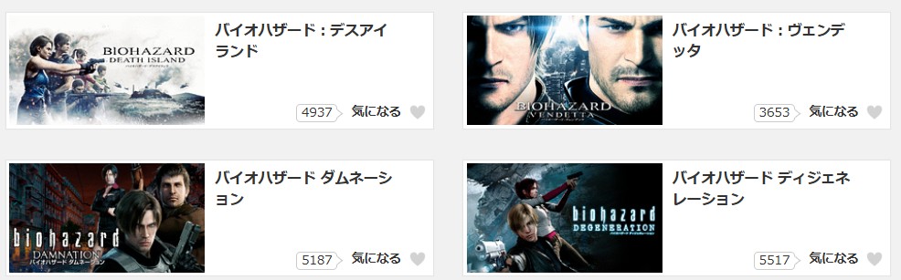 dアニメストアのバイオハザード配信画像