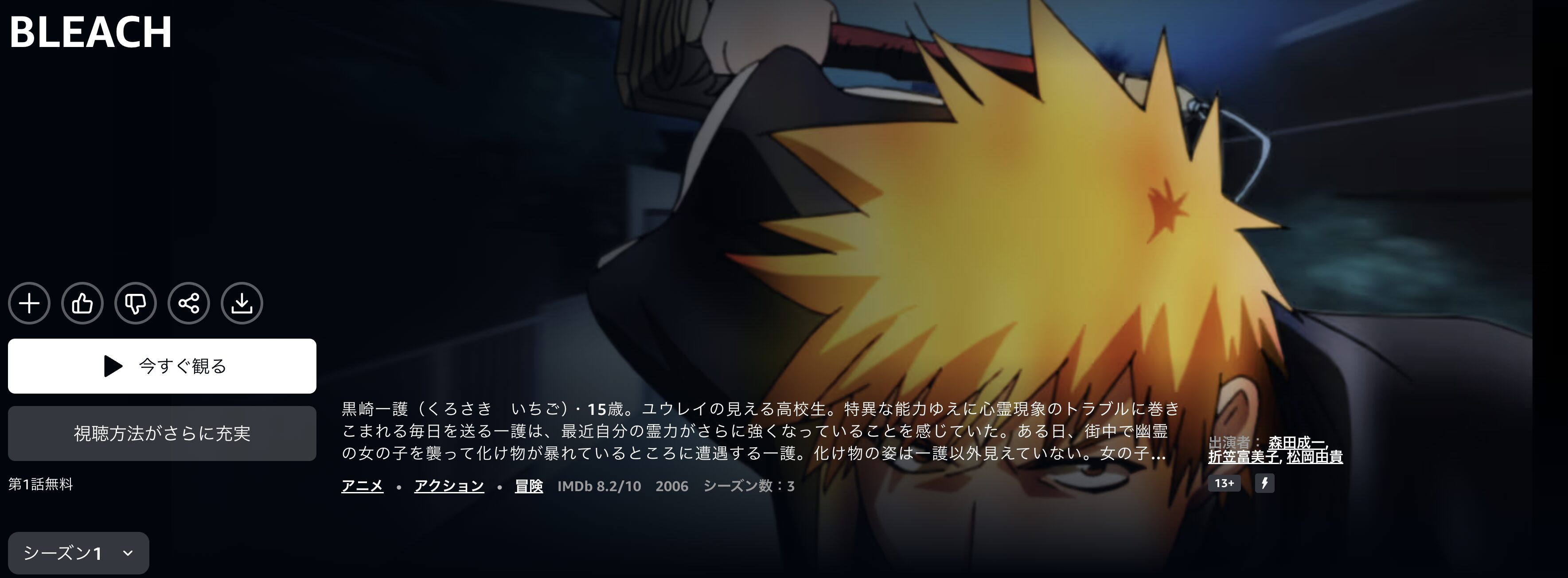 AmazonプライムのBLEACH配信画像