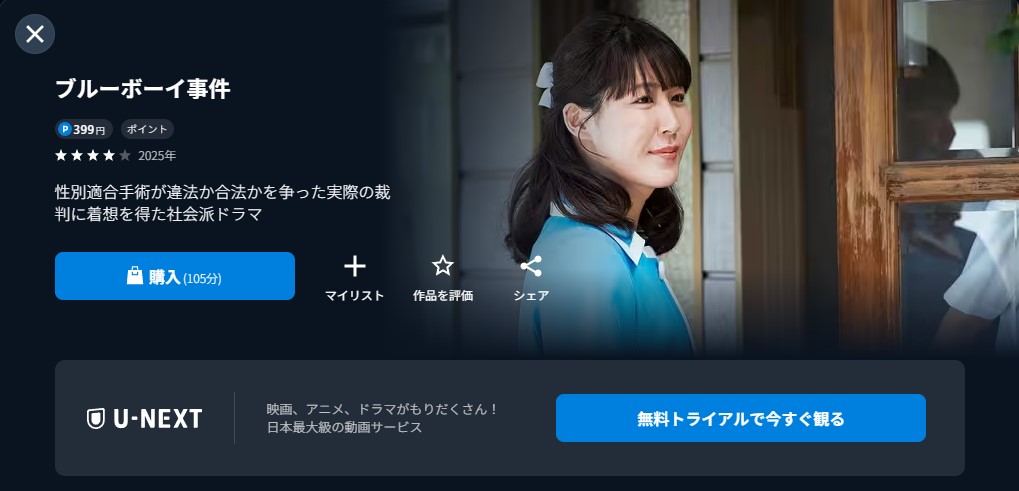 U-NEXTのブルーボーイ事件配信画像