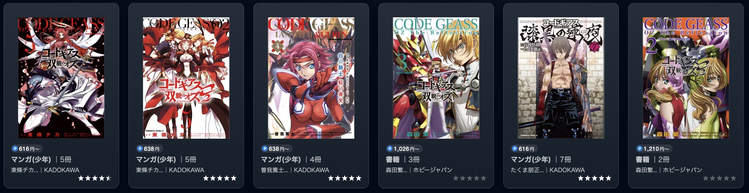 U-NEXTのコードギアス書籍画像
