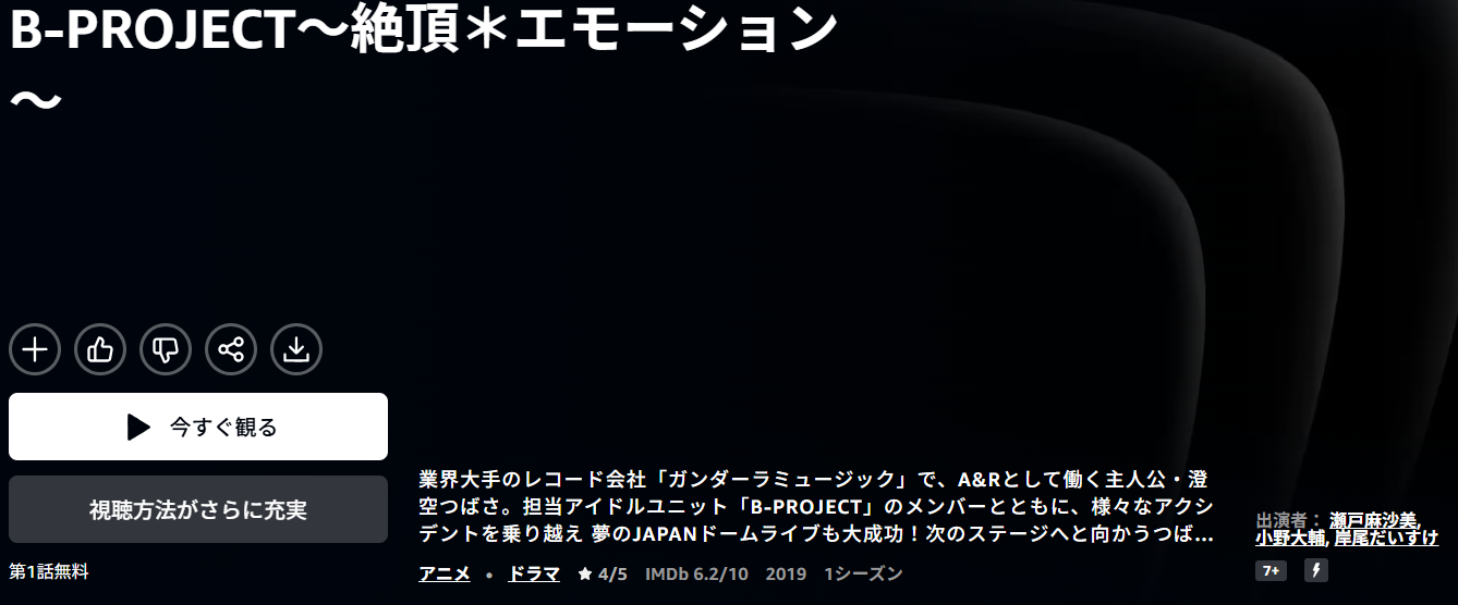 AmazonプライムのB-PROJECT〜絶頂*エモーション〜（2期）配信画像